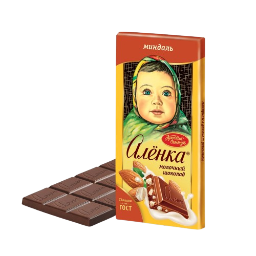 (599) Chocolate Alyonka with almonds, Red October, 90 gr.