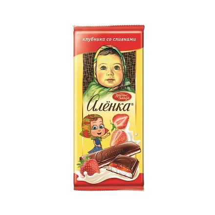 (800) Alyonka Milk Chocolate with Strawberries and Cream Filling, Krasny Oktyabr, 87g