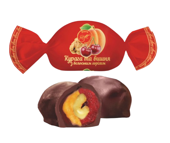 (UA208) Candies "Dried Apricots with Cherry and Nut in Glaze"