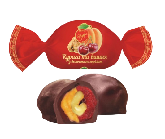 (UA208) Candies "Dried Apricots with Cherry and Nut in Glaze"