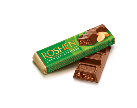 (UA031) ROSHEN chocolate bar with peanut filling 38g (2pcs) GREEN